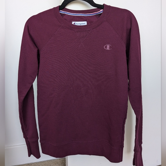 Champion Plum Crew Neck Pullover Sweatshirt classic logo Sz XS - Picture 1 of 10